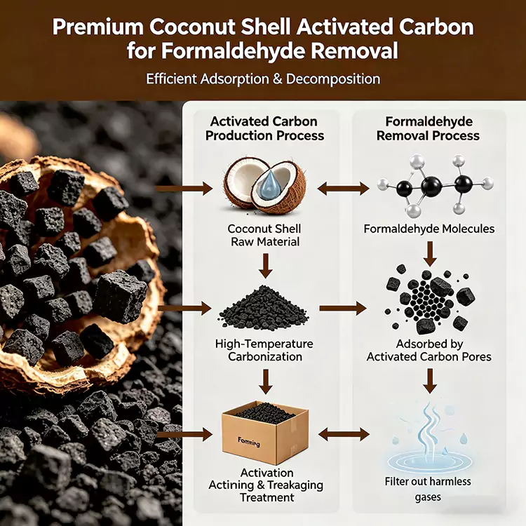 Formaldehydin poisto Coconut Shell Carbon